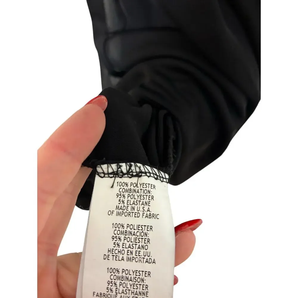 Tiana B Sleeveless Black Embellish Dress 6P Mock Neck Sleek Chic Flowy Event - Picture 5 of 7